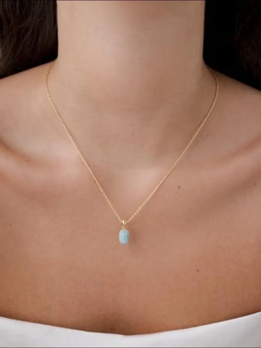 14k Gold Plated Adjustable Chain Dainty Pendant Gemstone Necklace